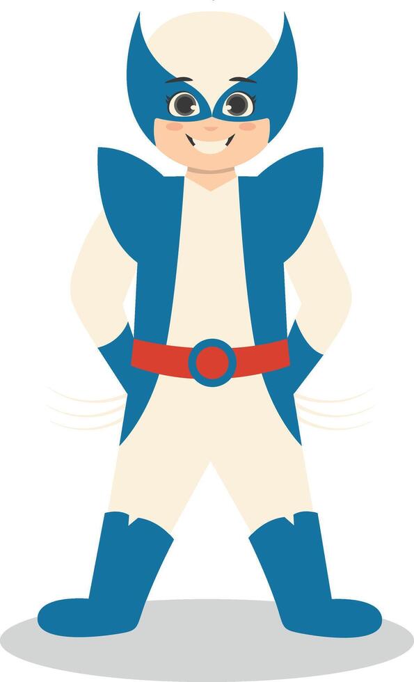 Children with Costume Superhero. Isolated Character in Cartoon Shape. vector