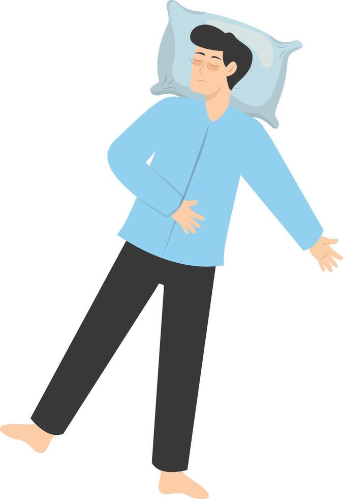 Illustration of Boy Sleeping Pose in Cartoon Design. vector