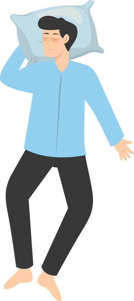 Illustration of Boy Sleeping Pose on Pillow Top. with Flat Design vector