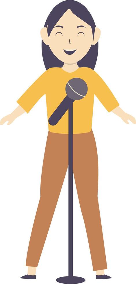 Girl Singer Profession in Casual Clothes vector