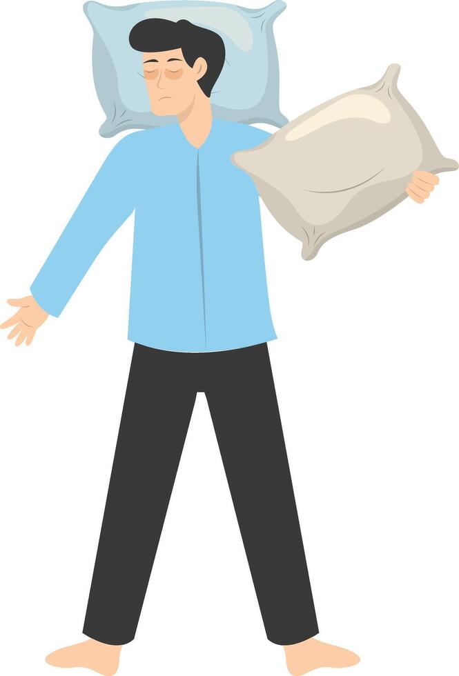 Illustration of Boy Sleeping Pose on Pillow Top. with Cartoon Design vector