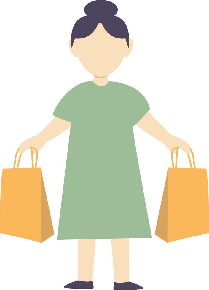 Woman Carrying Shopping Bag in Flat Design vector