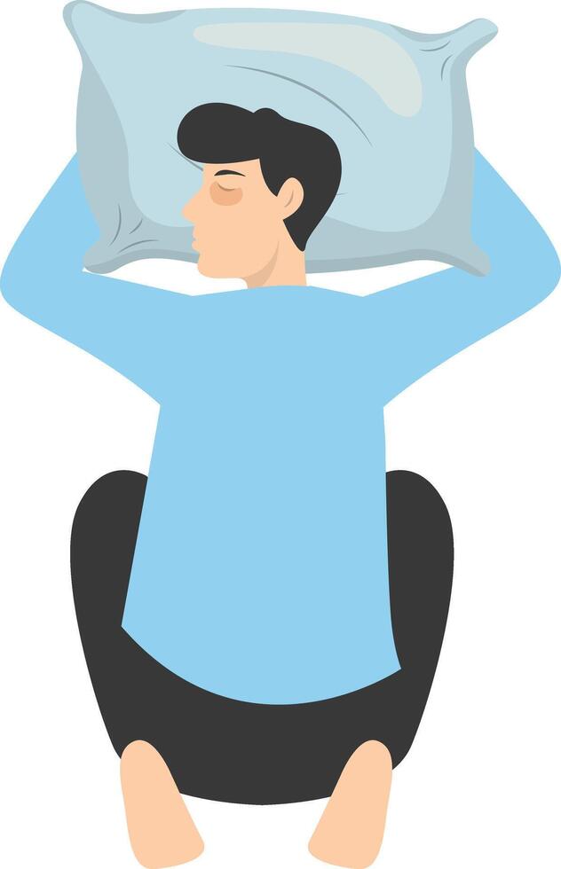 Illustration of Boy Sleeping Pose on Pillow Top. in Cartoon Style. vector