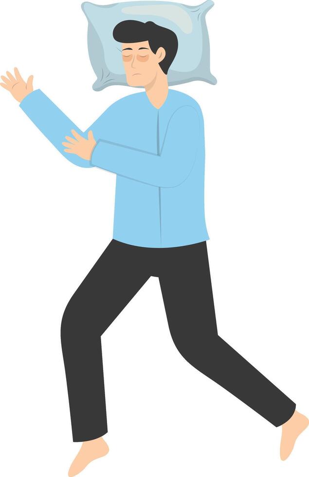 Illustration of Boy Sleeping Pose on Pillow Top. with Cartoon Style vector