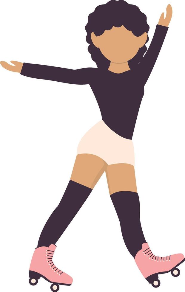Woman Playing Roller Skate with Flat Design vector