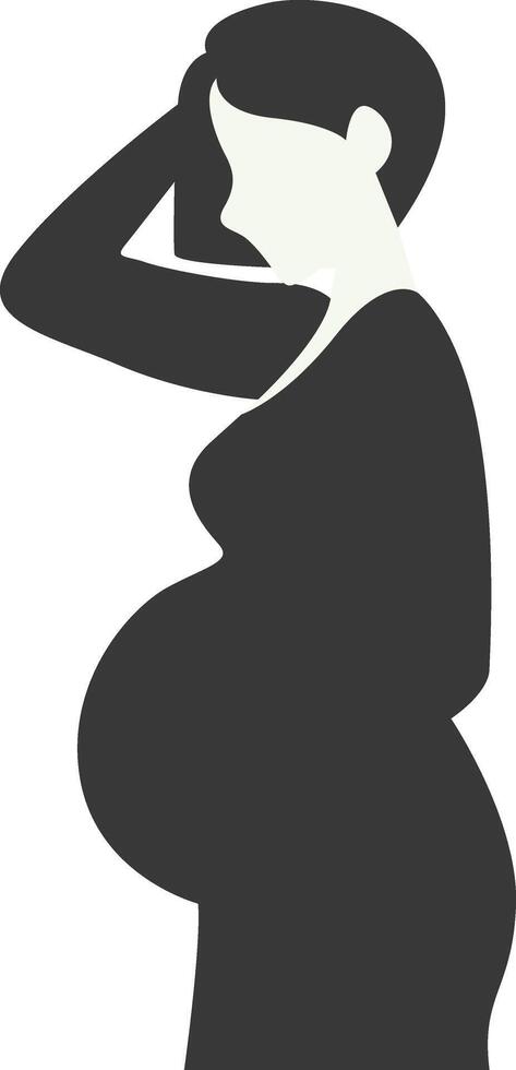 Pregnant Mom Silhouette in Simple Design. vector