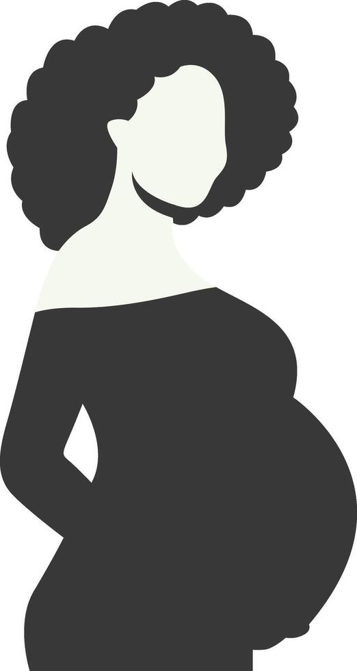 Pregnant Mom Silhouette with Flat Design, Isolated on White Background vector