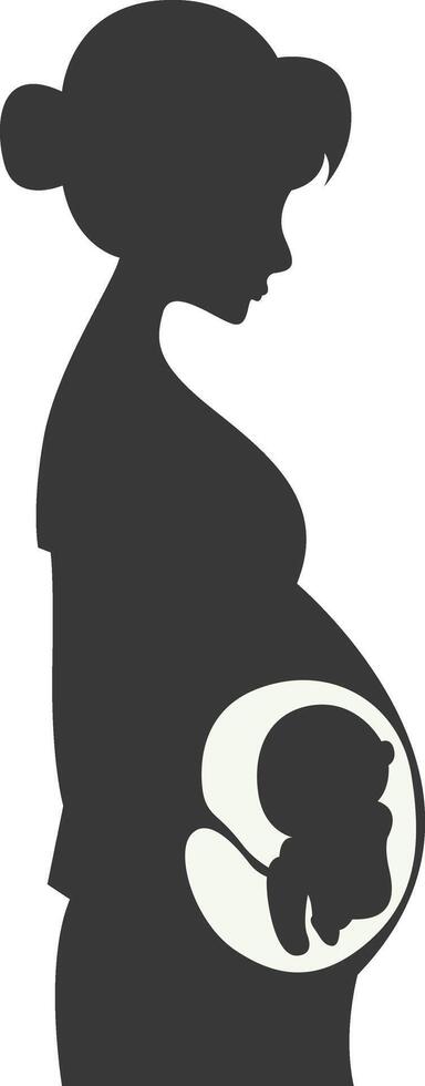 Pregnant Mom Silhouette in Flat Design. vector