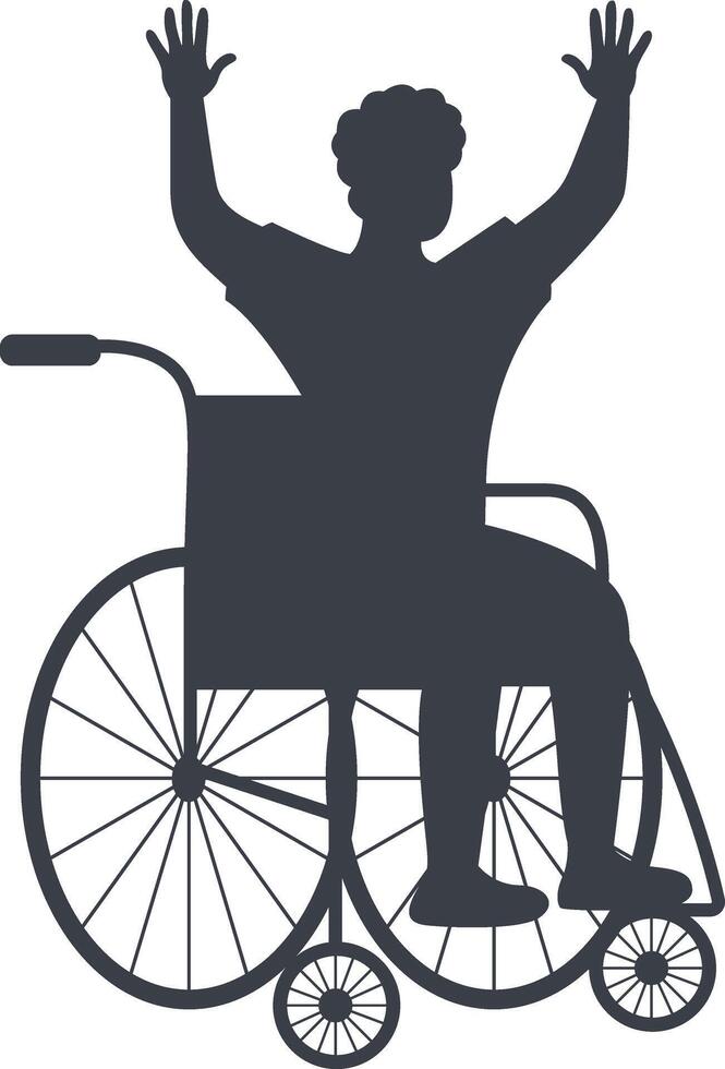 Silhouette of People Disability on Wheelchair. Isolated on White Background, vector