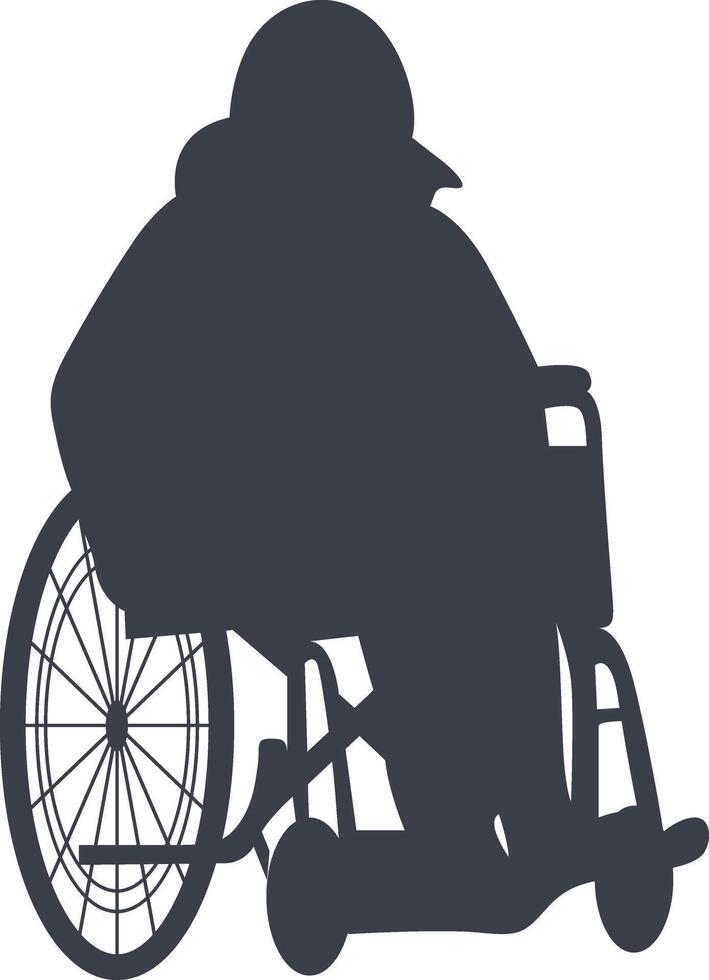Silhouette of People Disability on Wheelchair, with Flat Design, vector