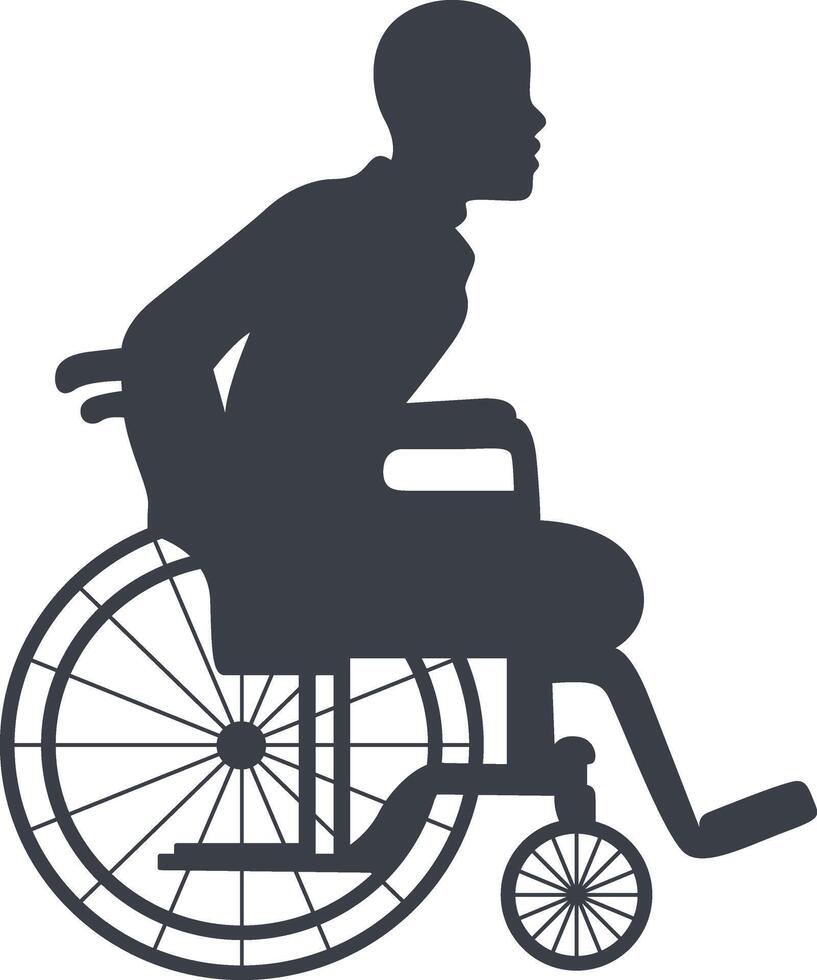 Silhouette of People Disability on Wheelchair, in Simple Design, vector