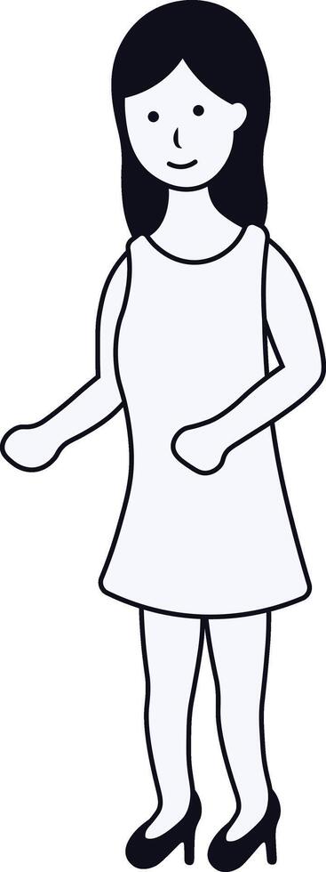Girl Character Standing Pose. vector