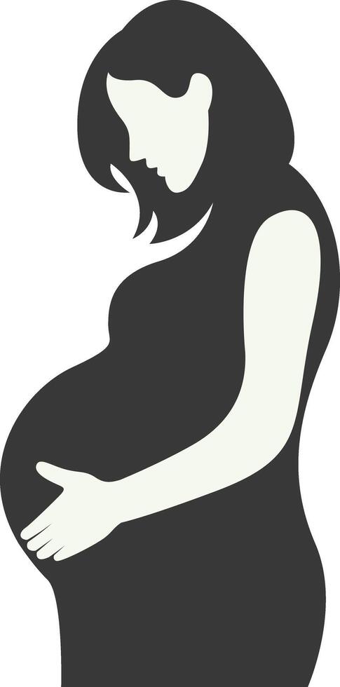 Pregnant Mom Silhouette with Flat Design vector
