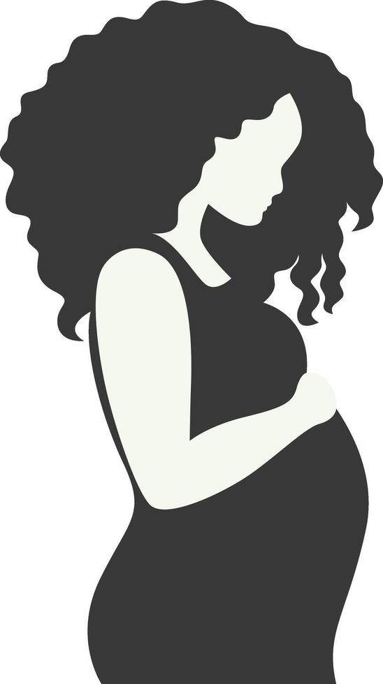 Pregnant Mom Silhouette, Isolated on White Background vector