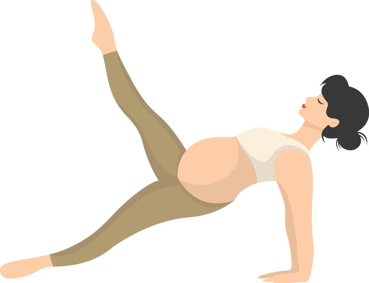 Pregnant Woman Doing Yoga Illustration with Flat Design. vector