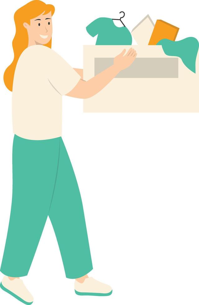 Woman Volunteers Character in Flat Design. vector