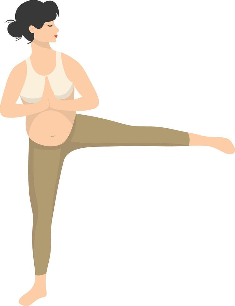 Pregnant Woman Doing Yoga Illustration in Simple Shape. vector