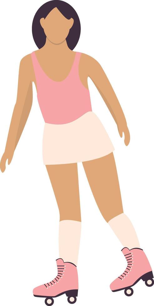 Woman Playing Roller Skate on White Background vector