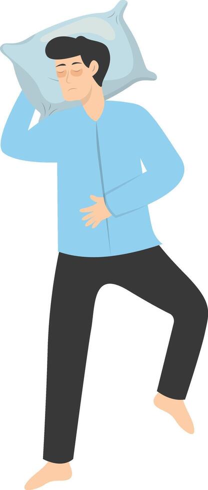 Illustration of Boy Sleeping Pose on Pillow Top, in Flat Design vector
