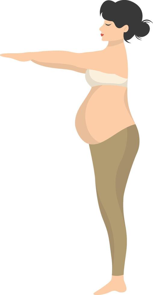 Pregnant Woman Doing Yoga Illustration with Cartoon Style, vector