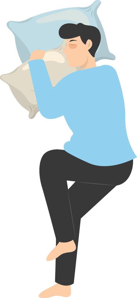 Illustration of Boy Sleeping Pose on Pillow Top. in Cartoon Design. vector