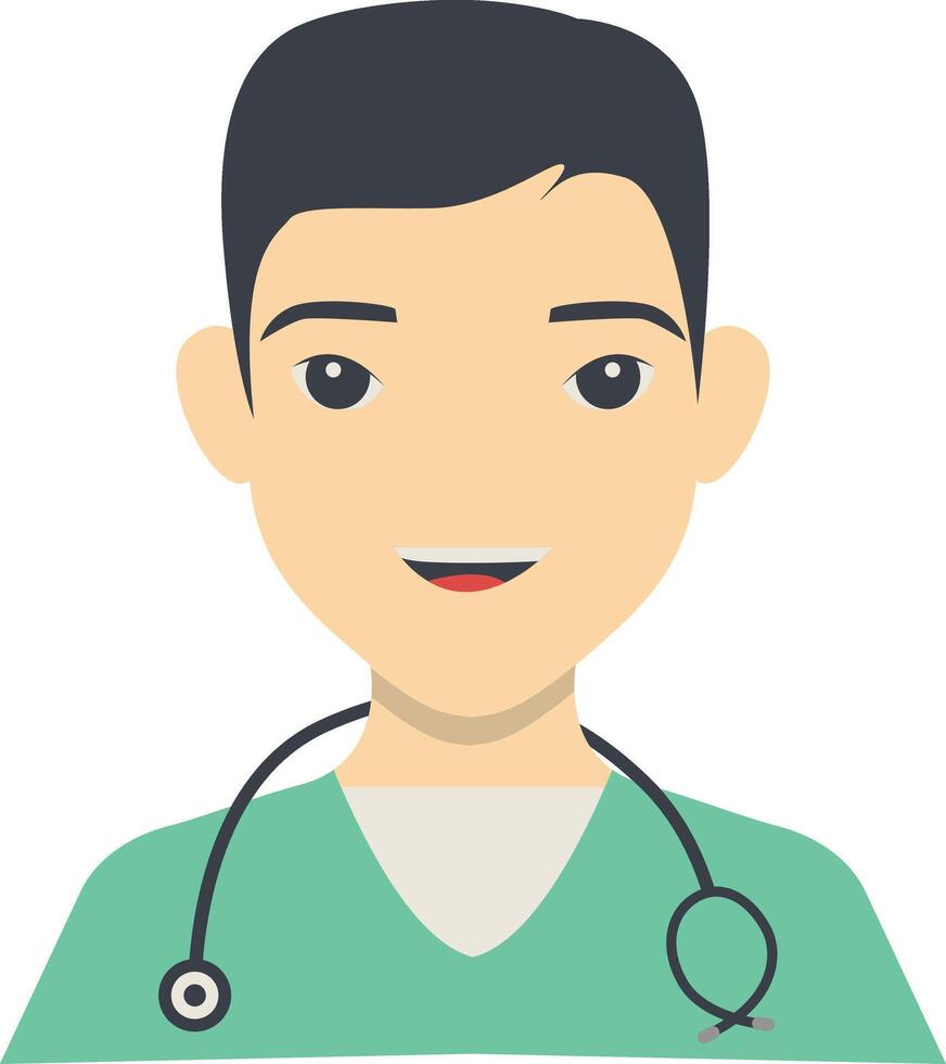 Guy Doctor Character with Green Uniform vector