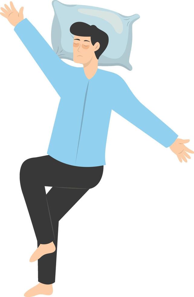 Illustration of Boy Sleeping Pose on Pillow Top. Isolated on White Background vector