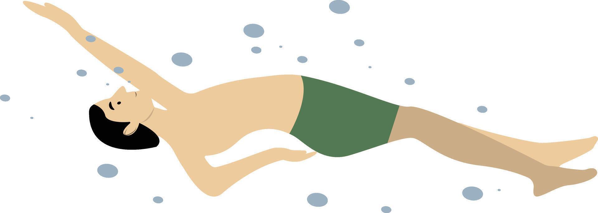 Swimming Male Character with Flat Design. vector