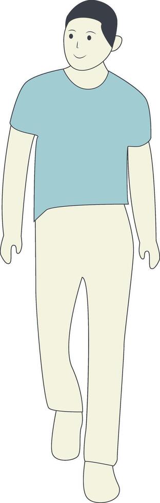 Hand Drawn Man Walking with Casual Clothes vector