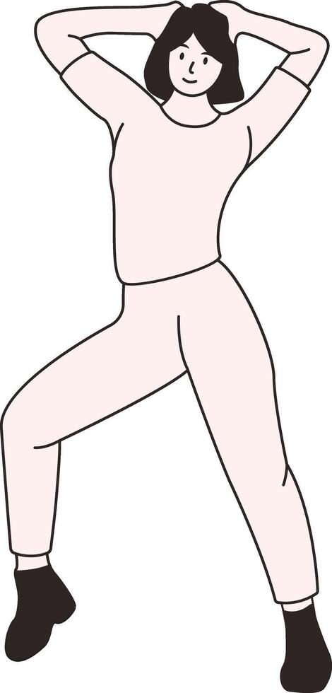 Illustration of Woman Standing Pose on White Background. vector