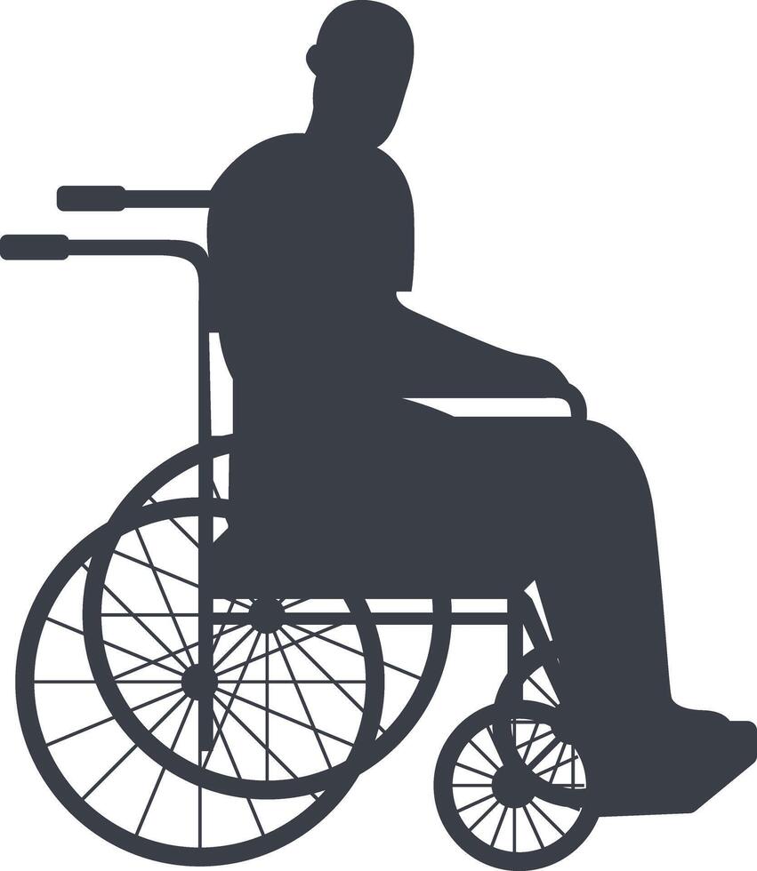 Silhouette of People Disability on Wheelchair. in Simple Shape vector