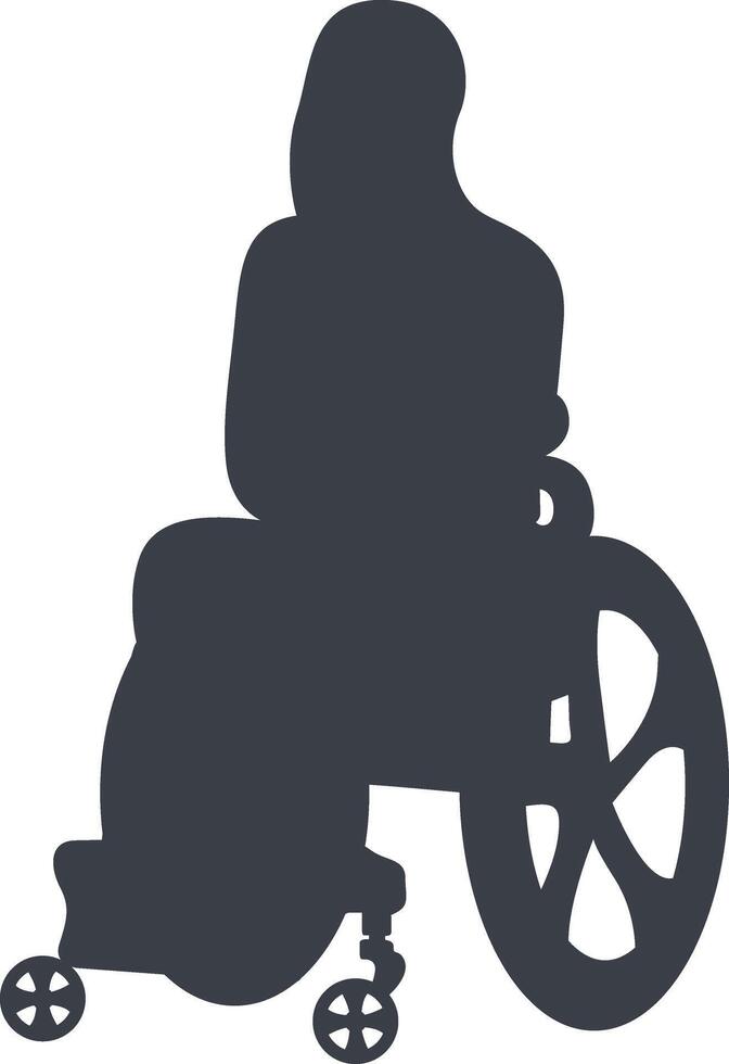 Silhouette of People Disability on Wheelchair, Isolated on White Background, vector