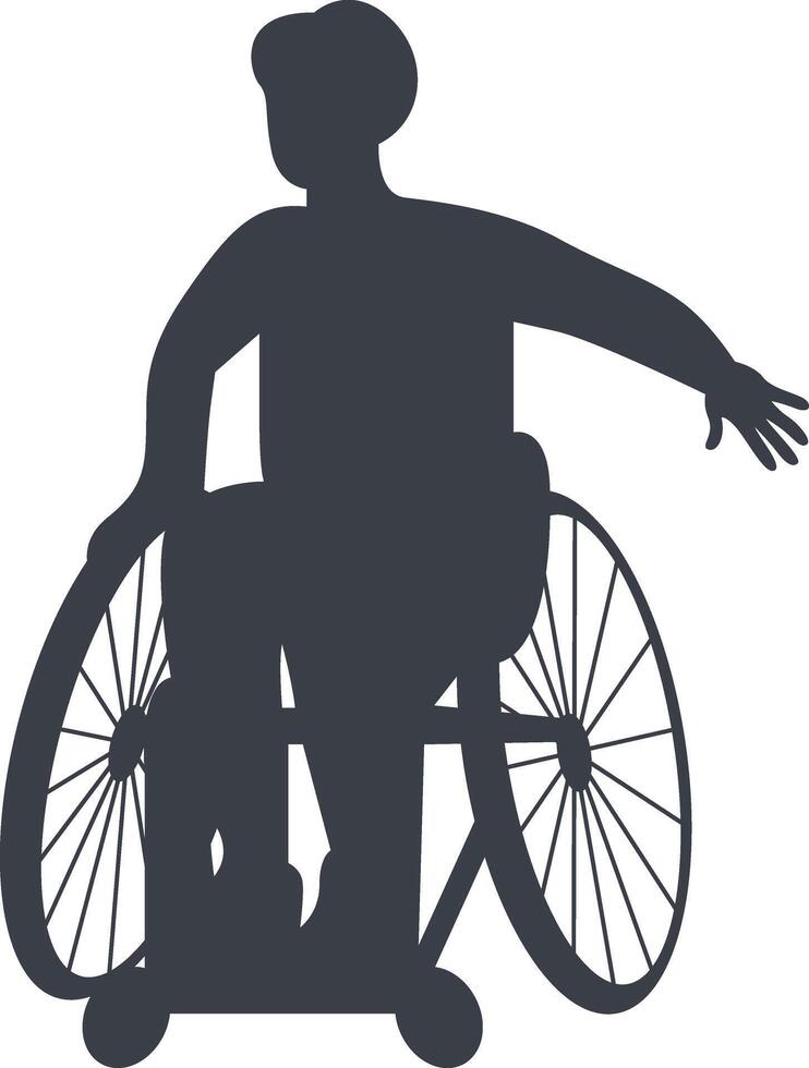 Silhouette of People Disability on Wheelchair, with Flat Design. vector
