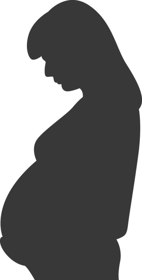 Pregnant Mom Silhouette in Flat Shape. Isolated on White Background, vector