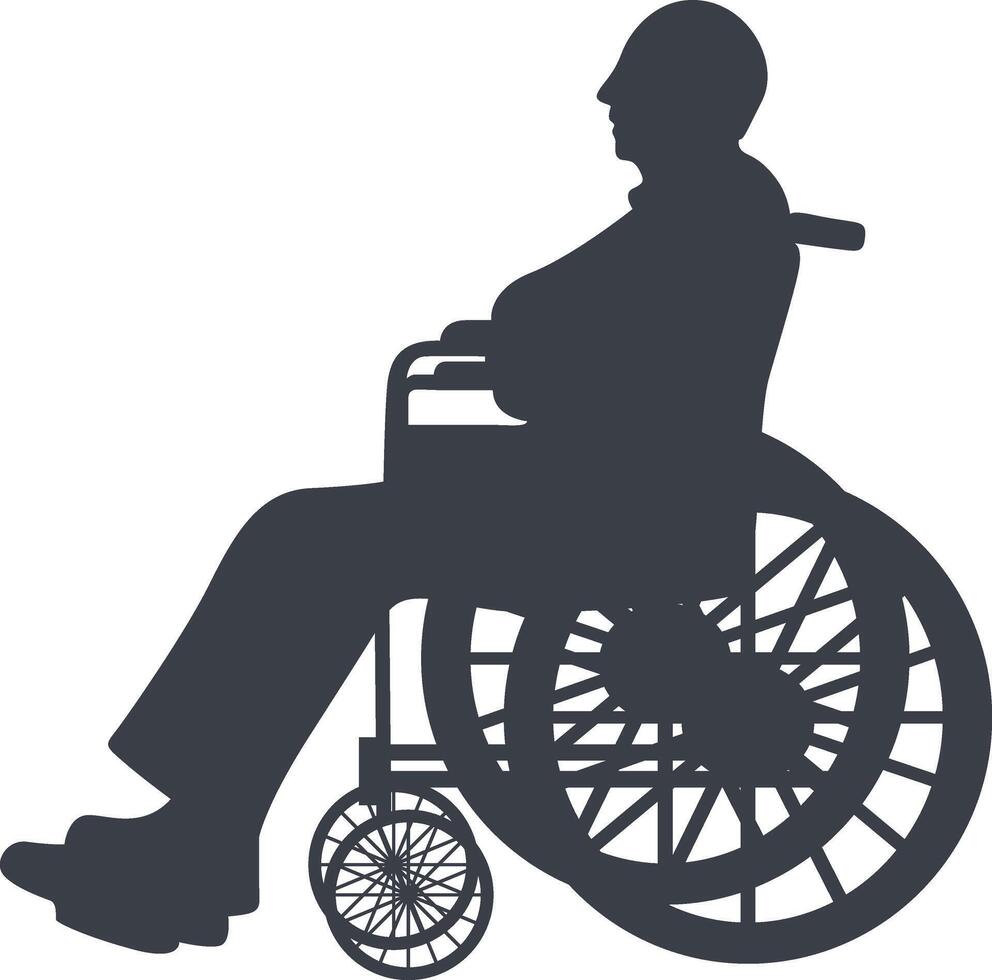 Silhouette of People Disability on Wheelchair. in Simple Shape. vector