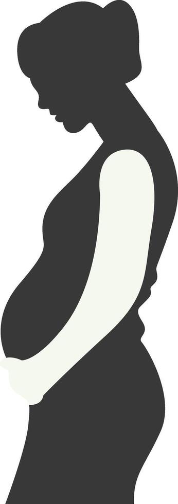 Pregnant Mom Silhouette with Cartoon Shape, vector