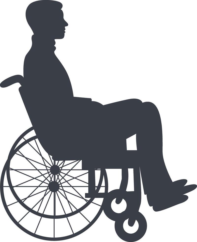 Silhouette of People Disability on Wheelchair. in Flat Design, vector