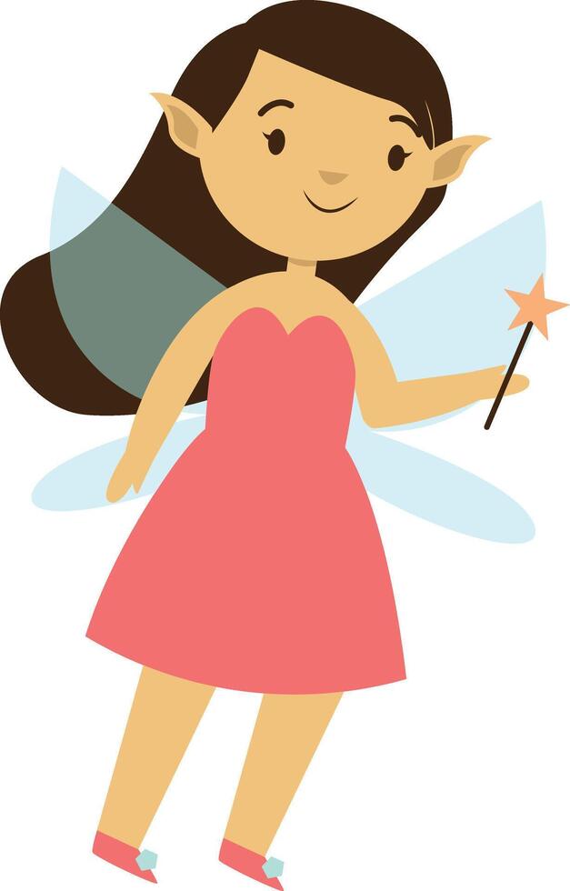 Cute Little Fairy Character on White Background vector