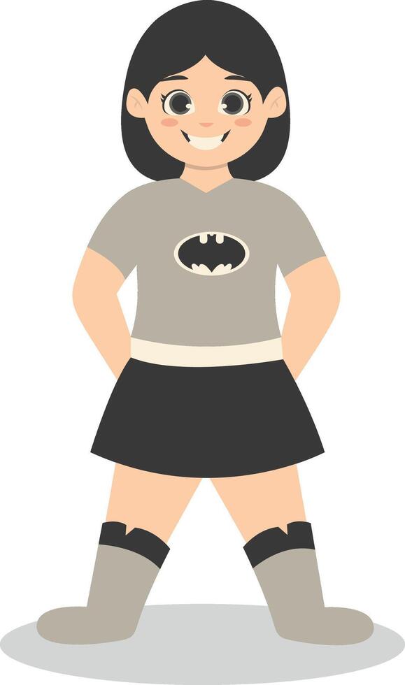 Children with Costume Superhero. Isolated Character with Flat Cartoon Design. vector