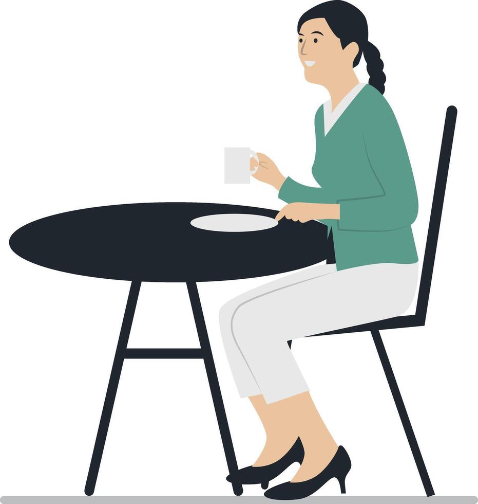 Business People Sitting at the Cafe Illustration Isolated on White Background. vector