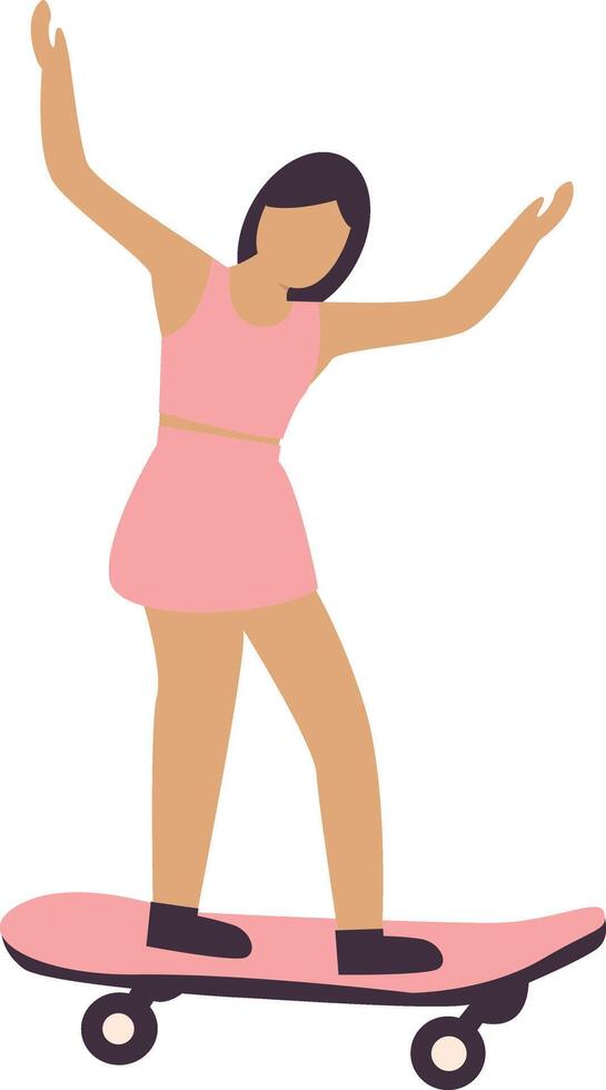 Woman Playing Skate Board with vector