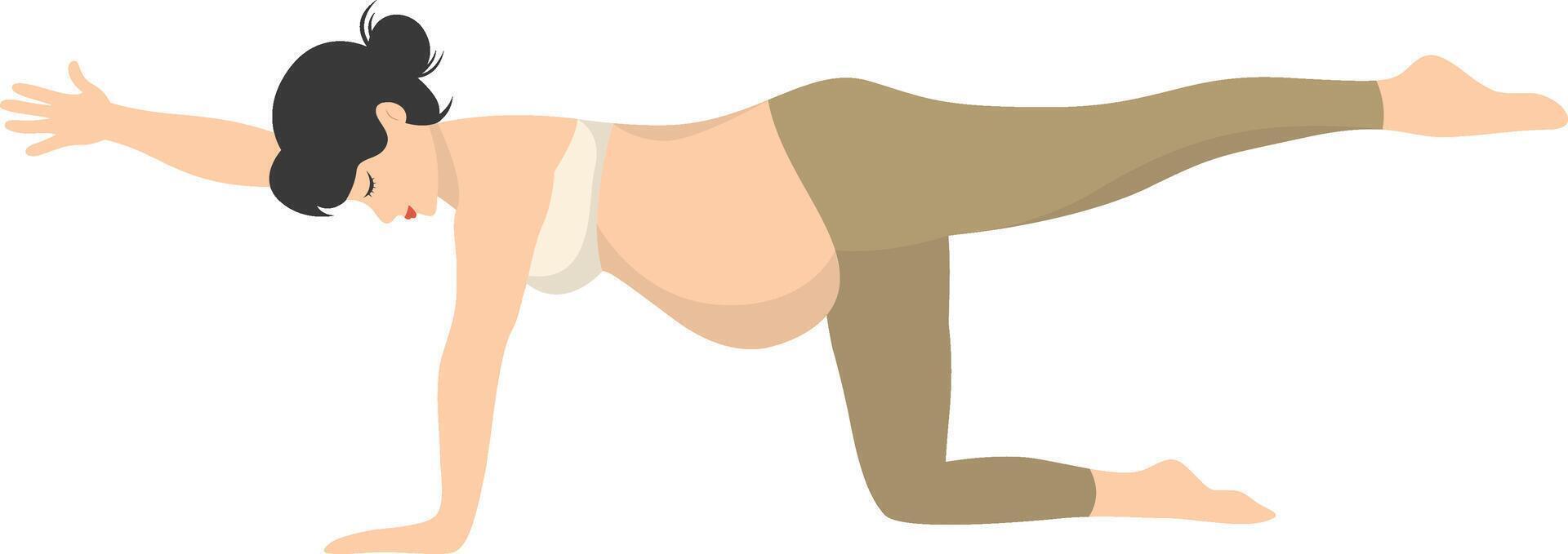 Pregnant Woman Doing Yoga Illustration Isolated on White Background, vector