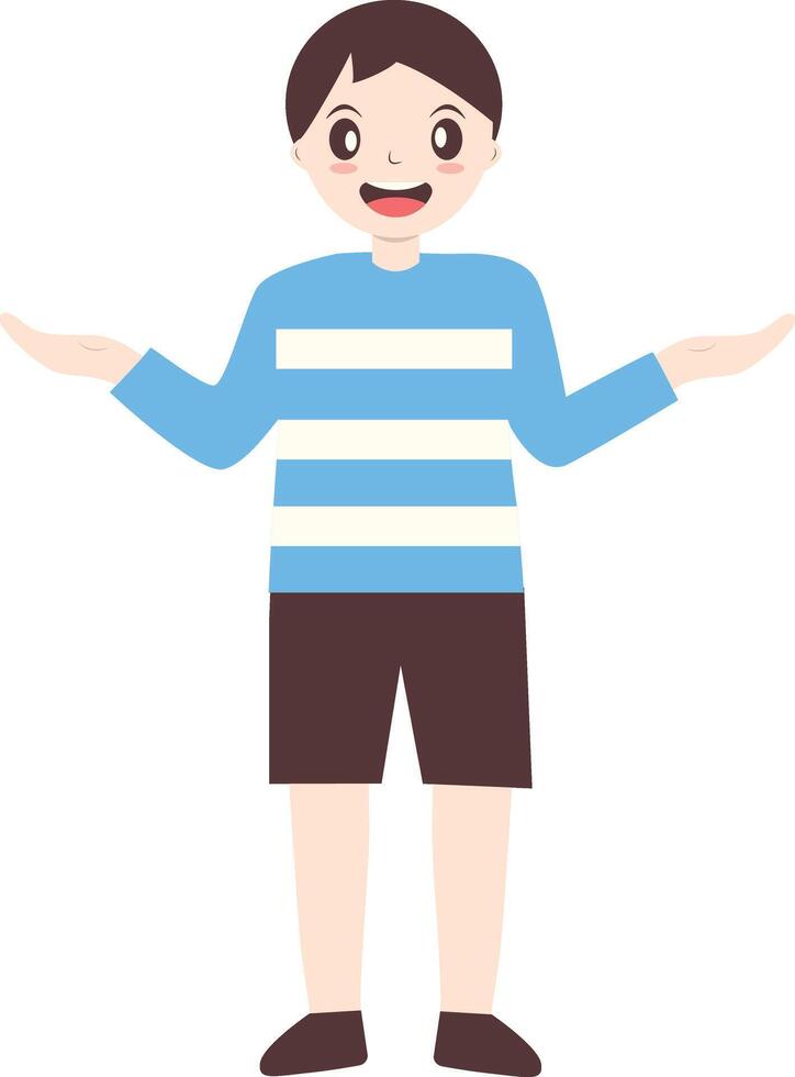 Cute Kids Cartoon Character with Cartoon Shape. Isolated on White Background. vector