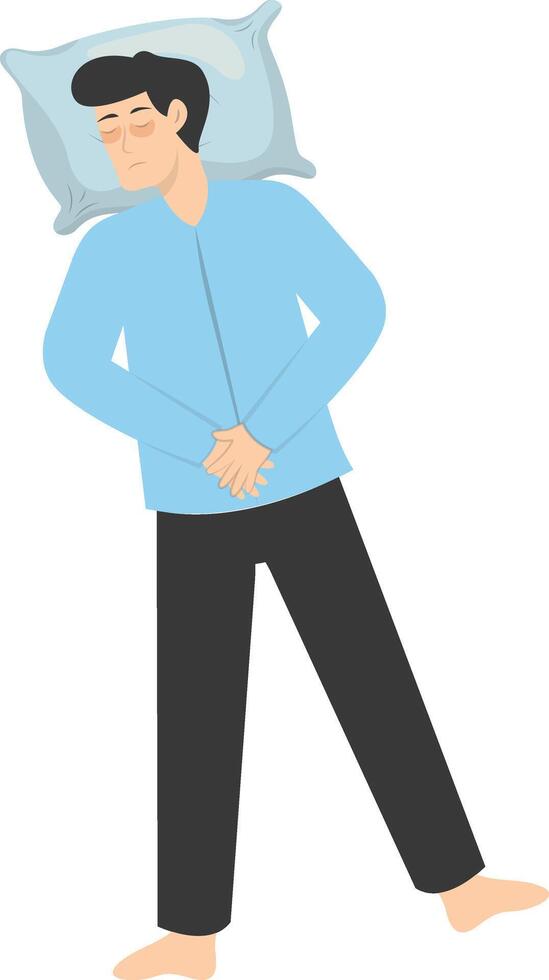 Illustration of Boy Sleeping Pose on Pillow Top, with Cartoon Design vector