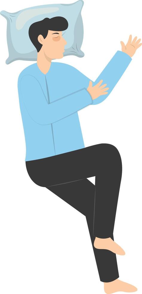 Illustration of Boy Sleeping Pose on Pillow Top, in Cartoon Design. vector