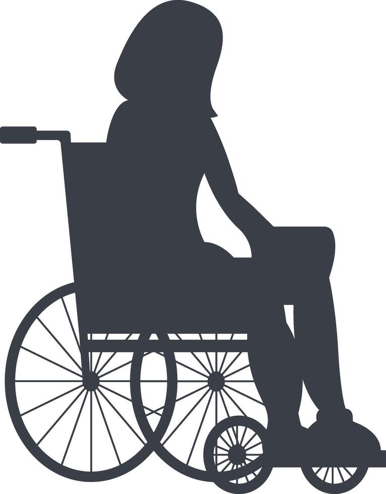 Silhouette of People Disability on Wheelchair, in Simple Shape, vector