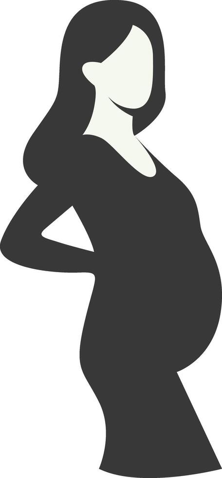 Pregnant Mom Silhouette with Cartoon Shape. vector