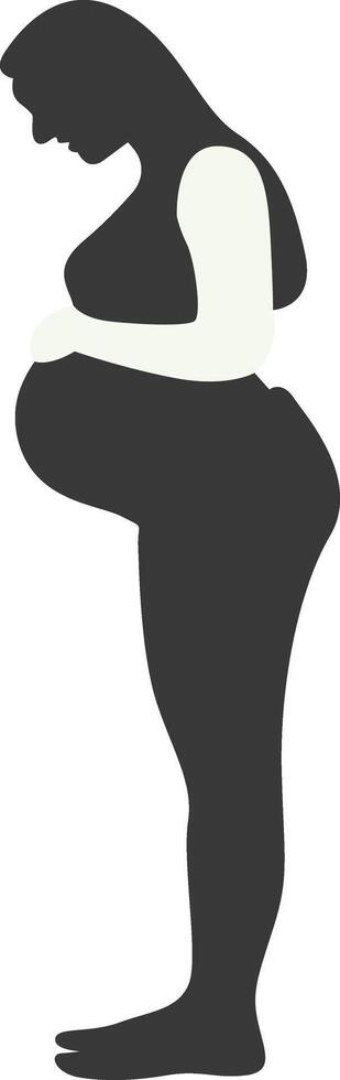 Pregnant Mom Silhouette in Flat Cartoon Design vector