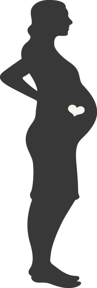 Pregnant Mom Silhouette Isolated on White Background. vector
