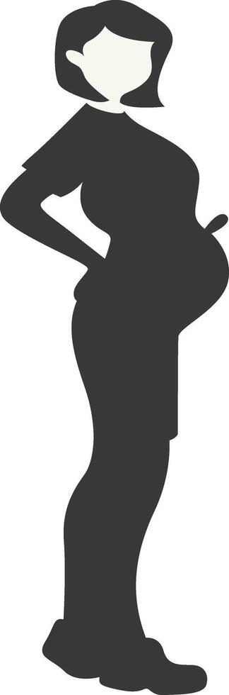 Pregnant Mom Silhouette in Flat Design, Isolated on White Background vector